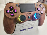 Illuminate Your Gaming: Fully Wooden Shell Custom PS4 Controller with 10 Vibrant Colors