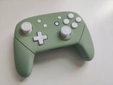 Custom Nintendo Switch Pro Controller Matcha Green Replacement Shell & White Buttons with Hand grips