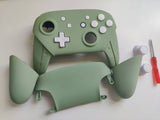 Custom Nintendo Switch Pro Controller Matcha Green Replacement Shell & White Buttons with Hand grips