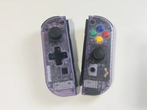 Nintendo Switch JoyCon Customization Controller Purple Clear Shell with D-Pad & Colorful Buttons