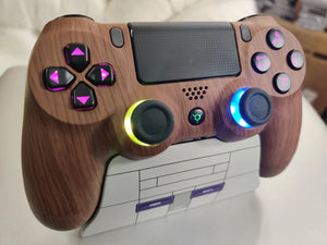 Illuminate Your Gaming: Fully Wooden Shell Custom PS4 Controller with 10 Vibrant Colors
