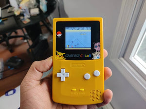 Custom Gameboy Color: Solid Yellow Shell, White Buttons, Backlit Display