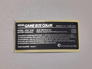 Nintendo Game Boy Color GBC Replacement Sticker Label