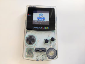 Custom Gameboy Color: Clear White Authentic Shell & Buttons with Backlit Display