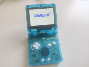 Gameboy Advance SP Clear Sky Blue IPS V2 Screen with White Buttons