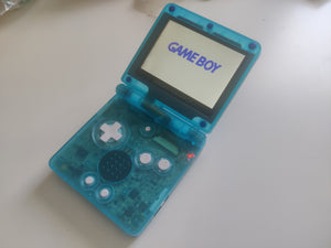 Gameboy Advance SP Clear Sky Blue IPS V2 Screen with White Buttons