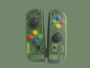 Custom Clear Green Joy-Con Controller for Nintendo Switch – Mixed Button Colors