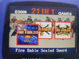 21-in-1 game cartridge with Fire Emblem games on a blue background