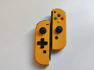 Custom Yellow JoyCon for Nintendo Switch with Unique D-Pad and Colorful Button Upgrade