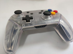 Custom Clear White Nintendo Switch Pro Controller with Mixed Color Buttons