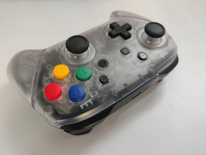 Custom Clear White Nintendo Switch Pro Controller with Mixed Color Buttons