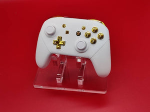 Custom White & Chrome Gold Theme Nintendo Switch Pro Controller