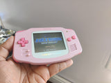 Gameboy Advance macho Pink + light pink buttons with Light Cream Pads IPS V2 MOD 10 Level Brightness Level