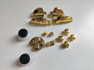 Gold Chrome Buttons & Clear/Black thumb stick For Nintendo Switch Pro Controller