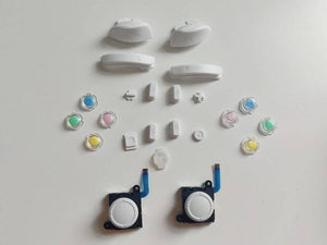 Customize Your Game: White & Mix Glass Replacement Buttons Set for Nintendo Switch Joy-Con Controllers – Enhance Style and Functionality with this High-Quality Button Upgrade Kit.