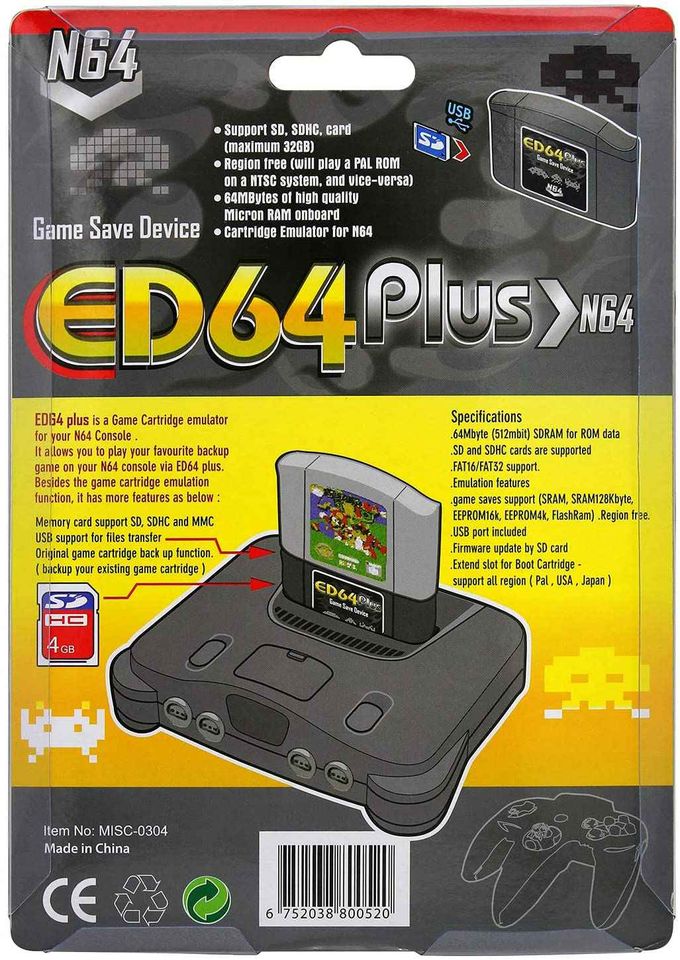 Isolere bundet ødemark ED64 Plus Game Save Device Cartridge 16GB SD Card Adapter Compatible for Nintendo  N64 Games