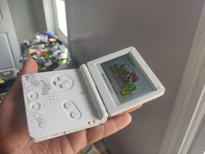 Gameboy Advance SP Soft White Wave Shell with White Buttons IPS V2 Screen Mod