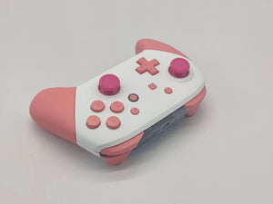 Custom Nintendo Switch Pro Controller white Shell & Coral Pink Buttons Theme