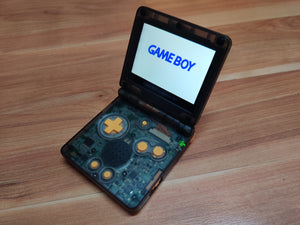 Gameboy Advance SP Transparent Black with yellow button Color AGS IPS Screen Mod with 10 Level Bright Adjustment