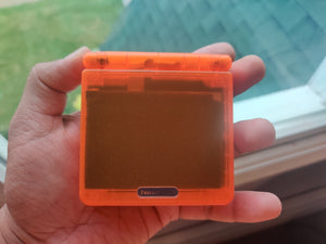 Gameboy Advance SP Transparent Orange with Lime Green Buttons IPS V2 Screen Mod