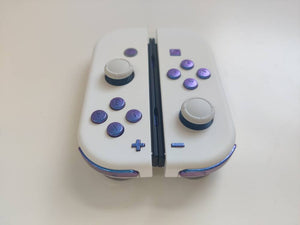 Custom Nintendo Switch JoyCon white shell with Charmeleon Blue purple Buttons Controller