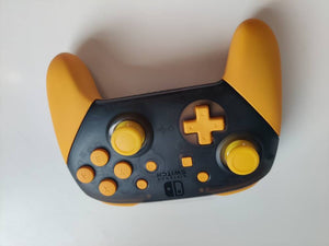 Custom Nintendo Switch Pro Controller Black Replacement OEM Shell & yellow Buttons with Hand grips
