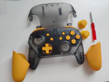 Custom Nintendo Switch Pro Controller Black Replacement OEM Shell & yellow Buttons with Hand grips
