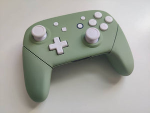 Custom Nintendo Switch Pro Controller Matcha Green Replacement Shell & White Buttons with Hand grips