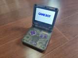 Custom GBA SP IPS V2 Screen Clear Black with Purple Buttons Modded with 10 level brightness adjustment