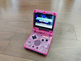 Custom GBA SP IPS V2 Screen Clear Pink & Black Buttons Modded with 10 level brightness adjustment