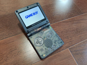 Custom GBA SP IPS V2 Screen Clear Black with Clear Black Buttons Modded with 10 level brightness adjustment