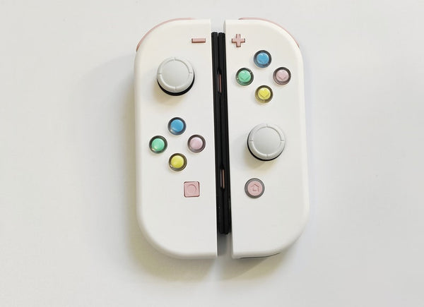 Custom Nintendo Switch JoyCon White Shell with Sakura Pink