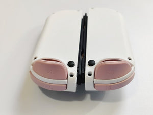 Custom Nintendo Switch White Shell with Sakura Pink & Pastel Hearts Buttons – Personalize Your Gaming Experience with Unique Controllers!