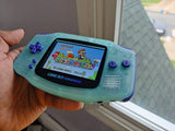 Gameboy Advance Glow in the Dark with purple Buttons IPS V2 MOD 10 Level Brightness Level