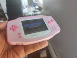 Gameboy Advance macho Pink + light pink buttons IPS V2 MOD 10 Level Brightness Level